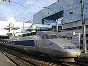 O TGV (comboio de alta velocidade) estacionado em Rennes