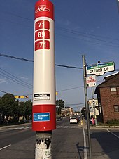 A TTC bus stop pole in Mount Dennis TTC Bus Stop.jpg