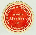 Marque de sceau de la Telephon-Fabrik Actiengesellschaft de Hanovre, avec Joseph Berliner (en).
