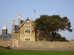 Pugin's house "The Grange" in Ramsgate, from 1843. Its simplified Gothic style, adapted to domestic building, helped shape the architecture of the Arts and Crafts movement. The Grange, Ramsgate 1.jpg