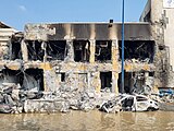 תחנת המשטרה בשדרות שהוחרבה על ידי טנקים ודחפורים של צה"ל לאחר הקרב הקשה שהתחולל בעיר ב-7 באוקטובר 2023