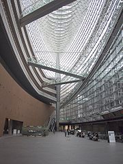 Tokyo International Forum's swooping curves, designed by architect Rafael Vinoly between Tokyo Station and Yurakucho Station.