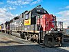 A former Southern Pacific locomotive with Union Pacific "patch" markings