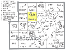 Location of Union Township in Sedgwick County