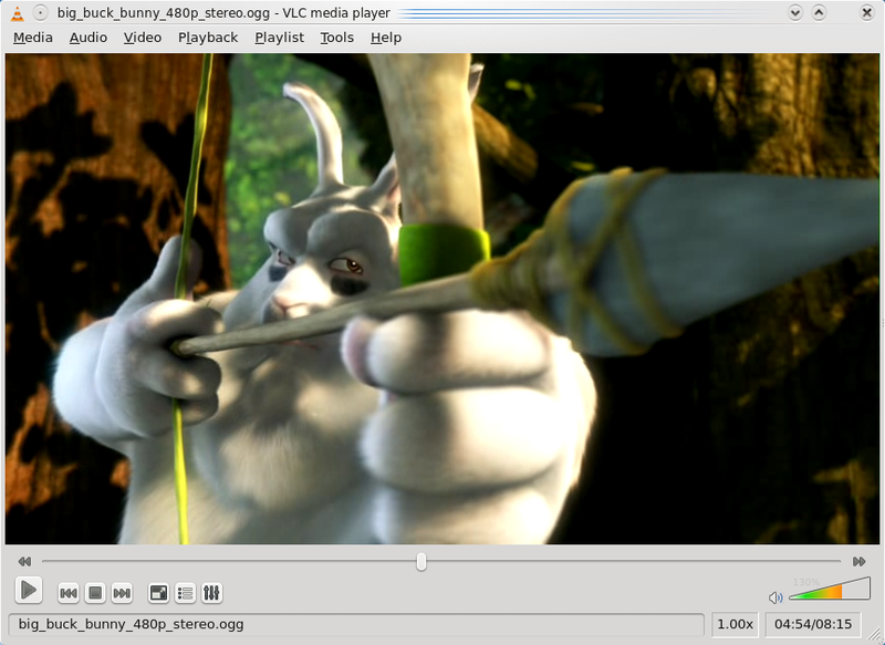Vlc mediaplayer 0.9.8a runing on KDE 4.2.1 with fedora 10