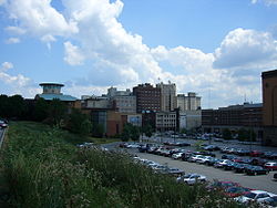 Downtown Youngstown from a nearby hill.