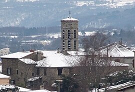 The church in Roiffieux, in winter
