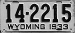 Номерной знак Вайоминга 1933 года.jpg
