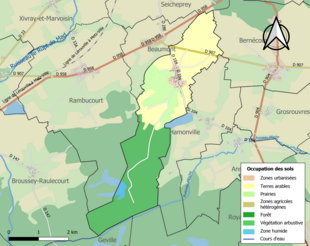 Carte en couleurs présentant l'occupation des sols.