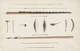 Outils de chasse et armes aborigènes, vers 1790 ?