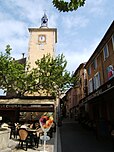 Le clocher d'Aiguines (Var) à l'ouest des gorges du Verdon.