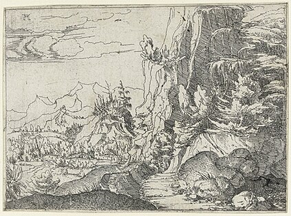 A landscape etching by Albrecht Altdorfer. Albrecht Altdorfer, landscape, etching.jpg