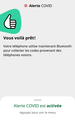 Saisie d'écran de l'application « Alerte COVID » du gouvernement du Canada - Vous voilà prêt!