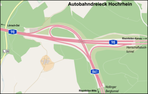 Übersichtskarte Autobahndreieck Hochrhein