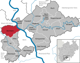 Läget för staden Bornheim i Rhein-Sieg-Kreis