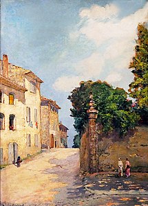 Boulevard Lamartine à Salon-de-Provence, Huile sur bois, 1er tiers du XXème s.