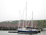 A C&C 37/40 XL lying at dock at Ballantynes Cove, Nova Scotia.