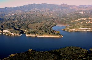 Lake Cachuma, with San Rafael Mountains behind