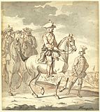 De jonge Prins Willem V te paard met gevolg, 1762, Rijksprentenkabinet, Amsterdam