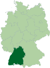 Map of Germany: Position of Baden-Württemberg highlighted