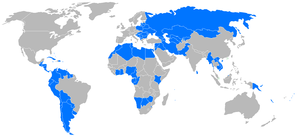 Map of developping countries, without least ad...