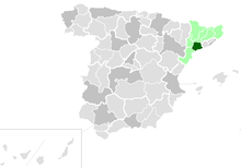 The Archdiocese of Tarragona in dark green.