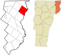 Location in Essex County and the state of Vermont.