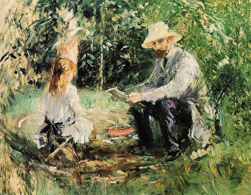 资料:尤金·马奈和他的女儿在花园里1883年贝尔特·莫里索.维基共享资源