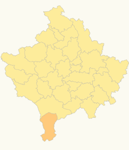 Locatie van de gemeente Dragash in Kosovo