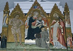 Madonna col Bambino e san Bernardino di Siena fra i santi Sebastiano e Clemente di Giovanni di Paolo (XV secolo)