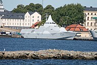 Navio militar na base naval de Karlskrona