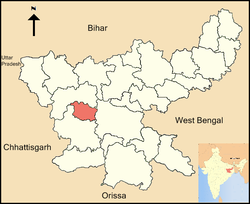 Location of Lohardaga district in Jharkhand