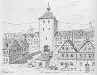 Ältestes Stuttgarter Stadttor: Inneres Esslinger Tor von 1350, hier Steinbau von 1566.