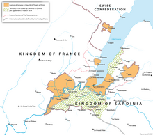 Map of the canton of Geneva after the first peace of Paris May 1814 Karte-Kanton-Genf-1814-Erster-Friede-von-Paris.png