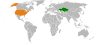 Location map for Kazakhstan and the United States.