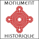 Logo monument historique - rouge ombré, encadré.svg