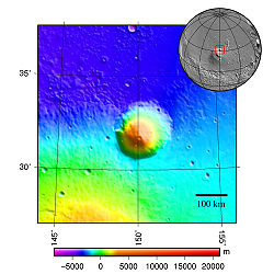 topografická mapa sopky Hecates Tholus