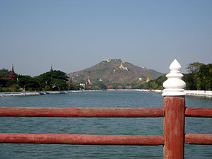Mandalay Hill from East Moat Bridge