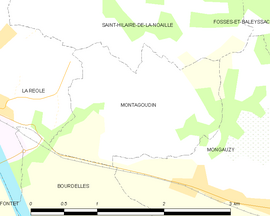 Mapa obce Montagoudin