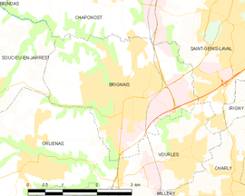 Mapa obce Brignais