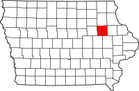 ブキャナン郡の位置を示したアイオワ州の地図