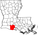 Mapa de Luisiana con la ubicación del Parish Vermilion