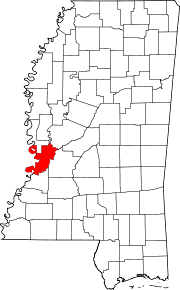 沃倫縣在密西西比州的位置