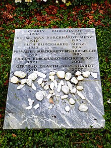 Max Burckhardt-Menzi (1910–1993) Historiker. Familiengrab auf dem Wolfgottesacker, Basel