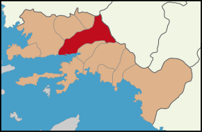 Location of Muğla district within Muğla Province.