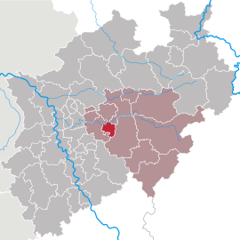 Poloha mesta Hagen v rámci spolkovej krajiny Severné Porýnie-Vestfálsko