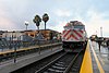 A train at an elevated railroad station