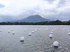 Sampaloc Lake with Mount Banahaw, San Pablo laguna