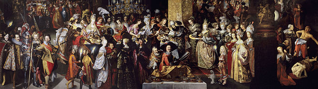 Banquete de Herodes, 280 x 952 cm, de Bartholomäus Strobel, 1630-1633. Es uno de los cuadros de mayor formato que se exhiben en el Museo del Prado.[20]​