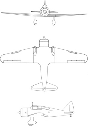 3-view drawing of the Tachikawa Ki-55